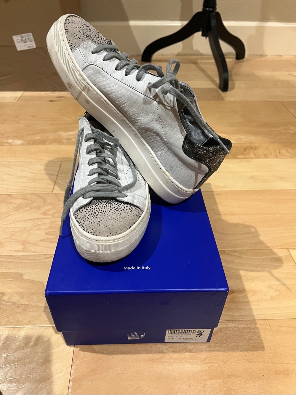 P448 Women’s Gray Suede & White Leather Low-Top Sneakers
